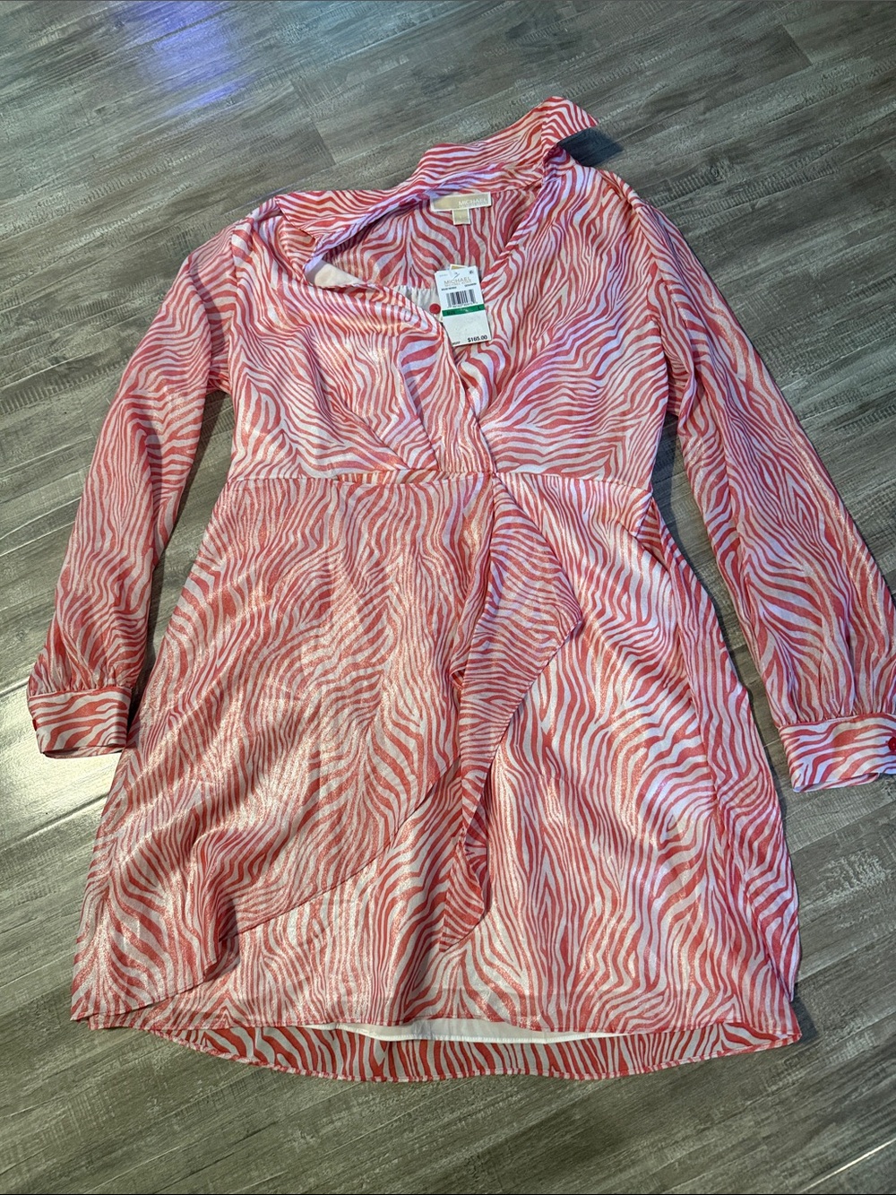 MICHAEL Michael Kors Pink Zebra-Print Long Sleeve Dress